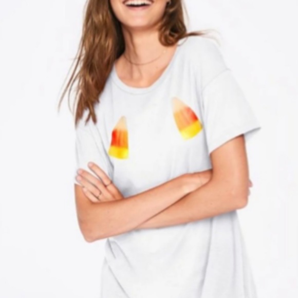 VS PINK Halloween Candy Corn Tee - Picture 1 of 4